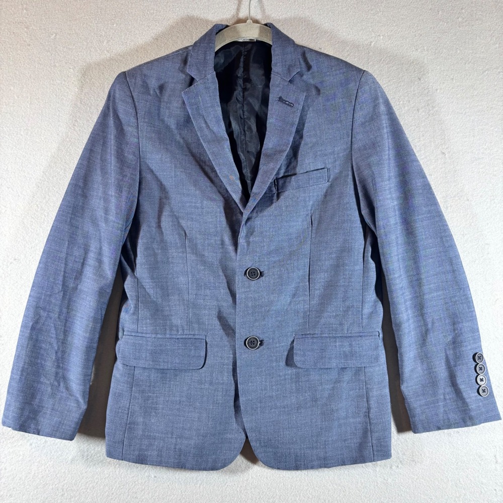 Calvin Klein Boys Blazer Blue Two Button Suit Jacket Size 12 Regular Formal